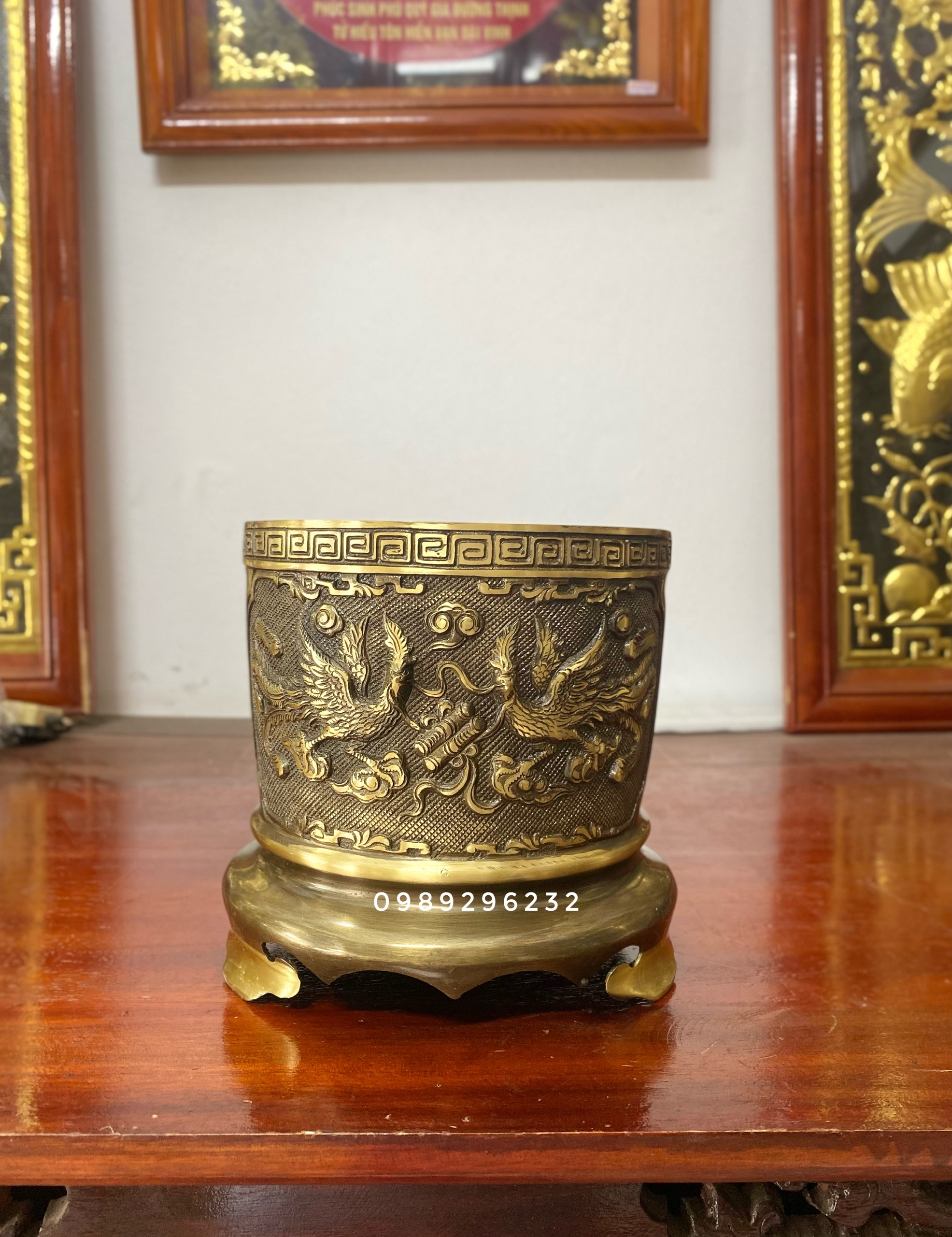 Lư hương , bát cắm nhang bằng đồng vàng hun 20