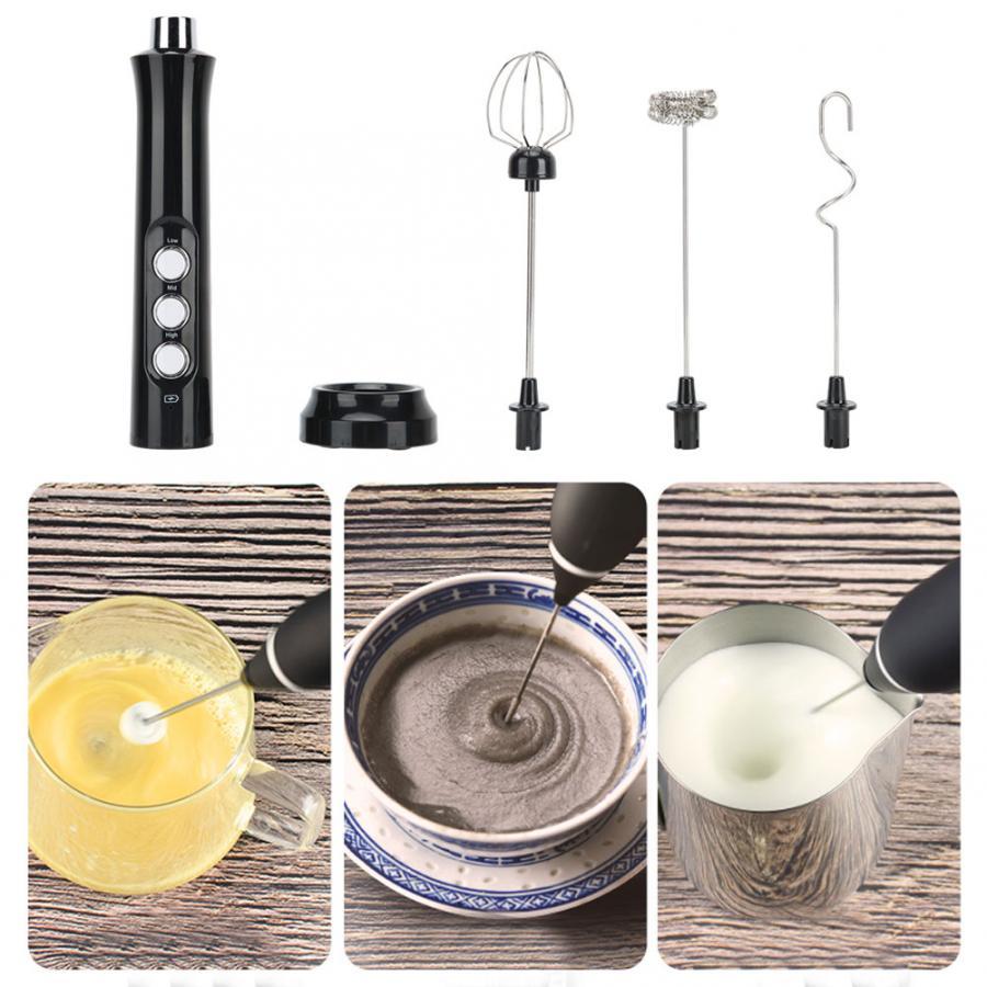 Sạc Máy Trộn Sữa Sữa Rửa Mặt Foamer Kem Frother Uống Đánh Nấu Coffe Điện Bọt Sữa Cầm Tay Tự Động Trứng Be