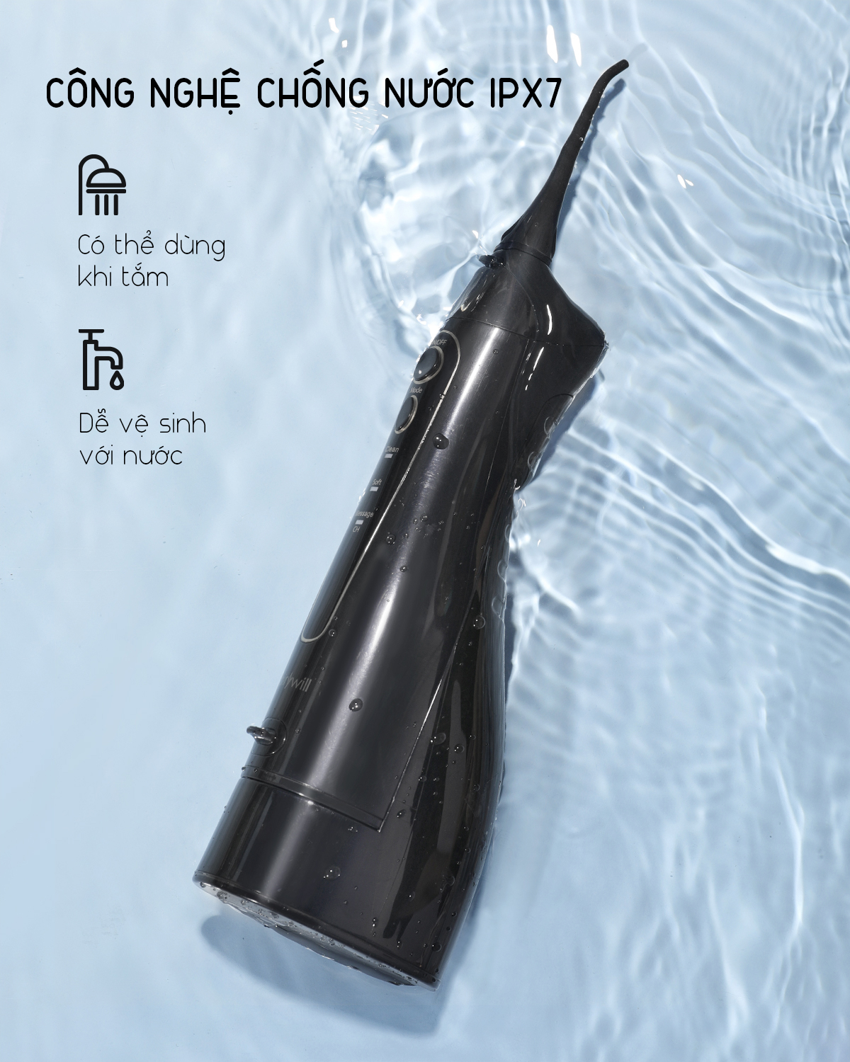 Máy tăm nước cầm tay FAIRYWILL FW-5020E máy tăm nước chính hãng Mỹ vệ sinh răng miệng cao cấp Thiết kế nhỏ gọn Sạc bằng USB Dễ mang đi du lịch Hàng Chính Hãng