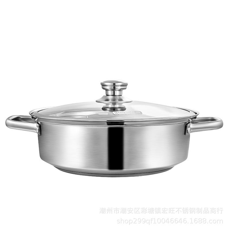 Ưu đãi đặc biệt nồi lẩu inox 304 dày nồi lẩu chống dính Forte dung tích lớn nồi lẩu 2 tai không tráng gia vị