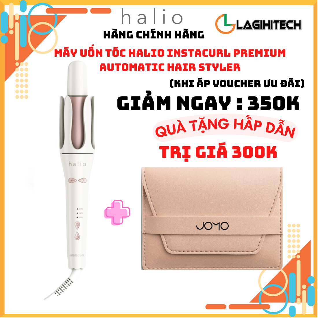 Máy Uốn Tóc Tự Xoay Ion Âm Halio InstaCurl Premium Automatic Hair Styler - Tóc Bóng Mượt , Trục 32 mm