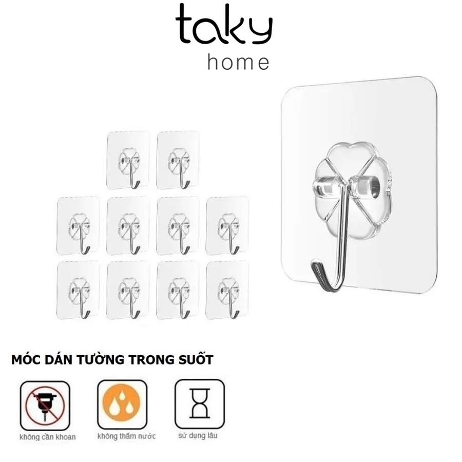 Móc Dán Tường Trong Suốt Siêu Dính, Móc Treo Đồ Dùng Cá Nhân Nhỏ Gọn Tiện Lợi, Móc Treo Chìa Khóa, Trong Gia Đình. TakyHome 2213