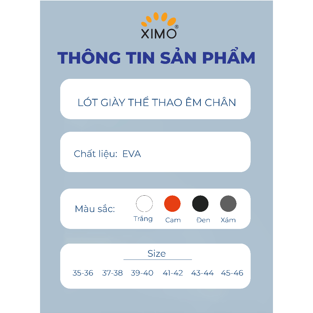 Lót giày thể thao đế cao su non mềm mại, chống sốc, giảm chấn thương cho lòng bàn chân XIMO
