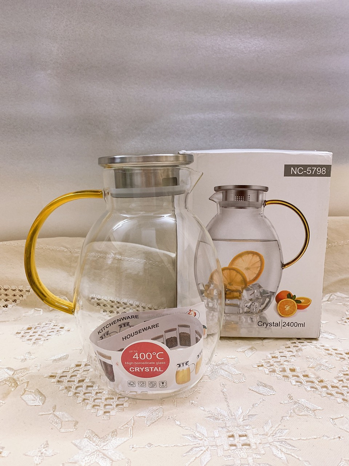 BÌNH ĐỰNG NƯỚC THỦY TINH CHỊU NHIỆT LÊN TỚI 400 ĐỘ C LL - 2400ML - ANTH232