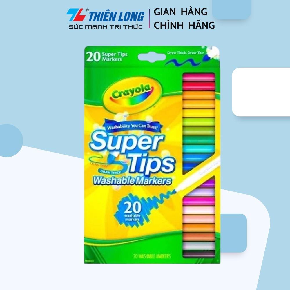 Bộ 20 màu bút lông nét mảnh - nét đậm có thể rửa được Crayola Supertips Washable Marker