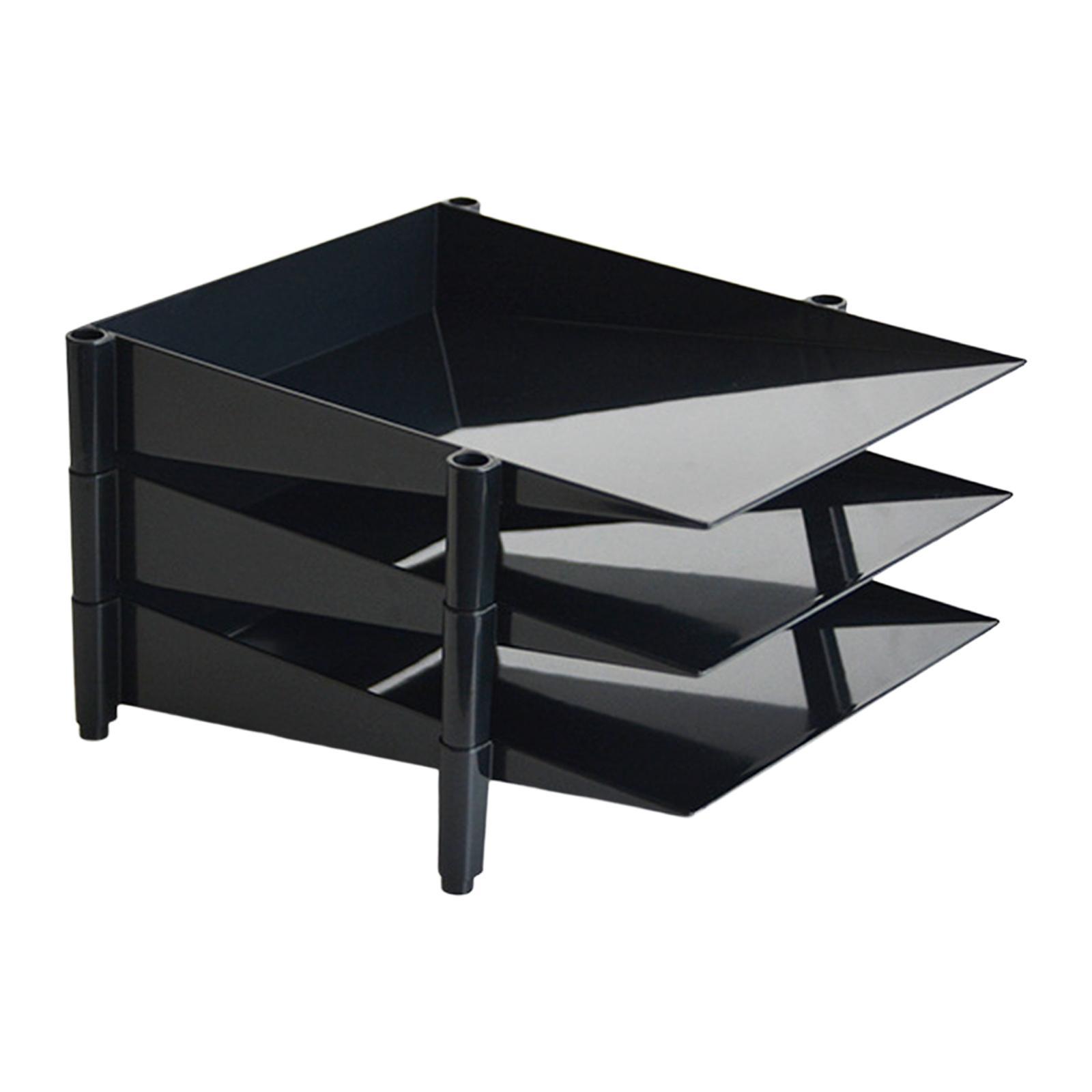 File Document Holder Paper Shelves Sorter Stackable Black