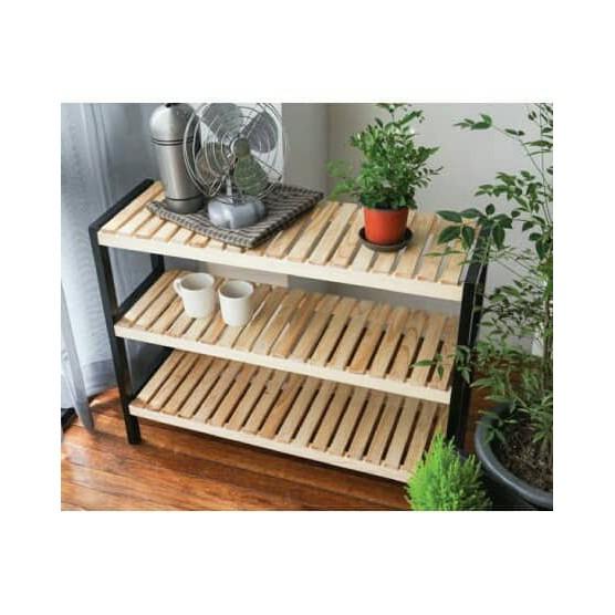 KỆ GIÀY DÉP 3 TẦNG BENCH KIỂU HÀN - SIZE M - ĐEN PHỐI GỖ