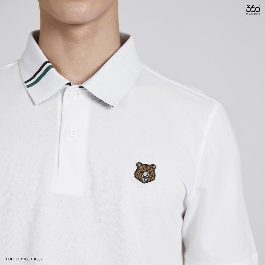 Áo polo nam cổ bẻ thêu họa tiết gấu 360 Boutique cotton cao cấp 3 màu basic - POHOL311