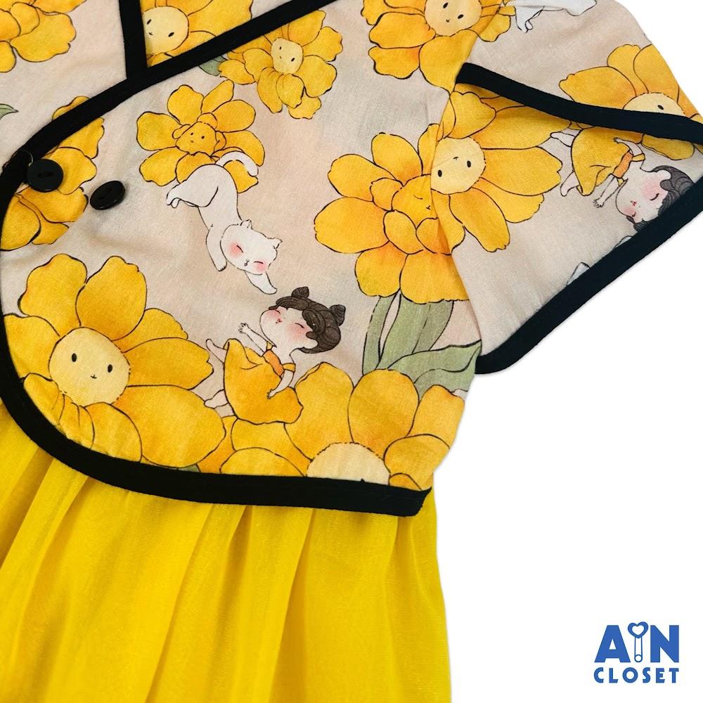 Đầm bé gái họa tiết Nàng Tiên Hoa Vàng cotton - AICDBG4KN2EP - AIN Closet