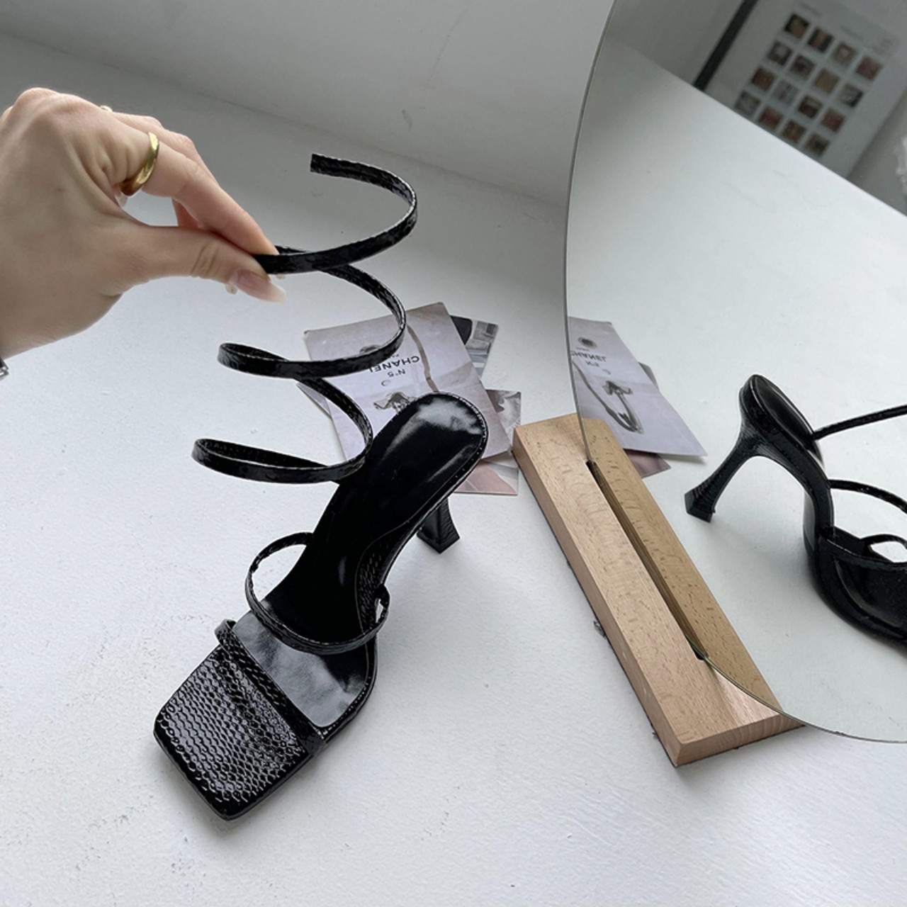 Giày Sandal Cao Gót DA TRƠN 7P Mã THS65