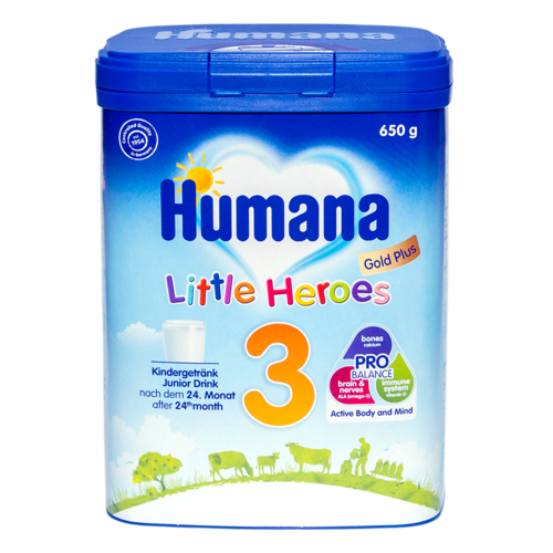 Sữa Bột Công Thức Dinh Dưỡng Humana Gold Plus 3 (650g) Dành Cho Trẻ Từ 2 Tuổi Trở Lên  - Nhập Khẩu Từ Đức (01/03/2024) (Thùng 4 Hộp)