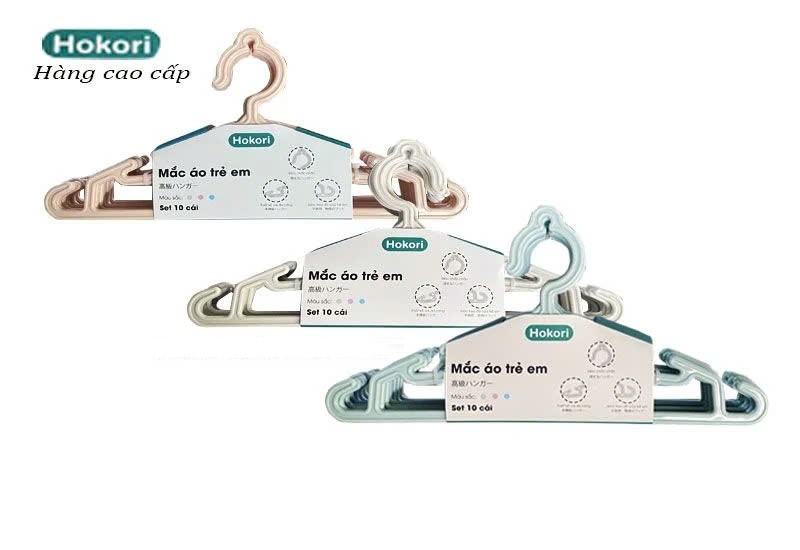 Set 10 Móc quần áo trẻ em Hokori nhựa cao cấp Việt Nhật