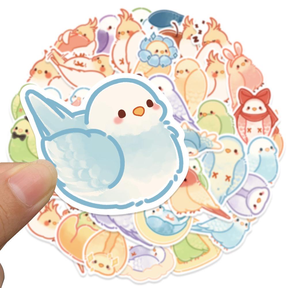 Sticker VẸT LOVE BIRD hoạt hình cute trang trí mũ bảo hiểm, guitar, ukulele, điện thoại, sổ tay, laptop-mẫu S68