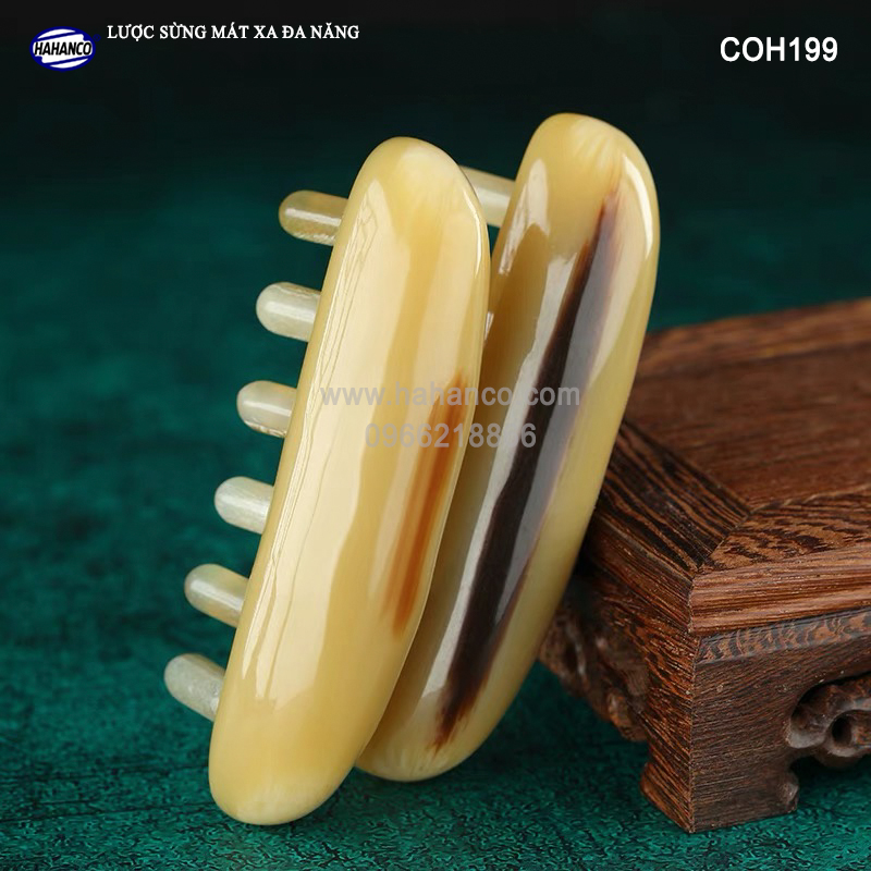 Lược sừng MÁT XA toàn thân đa năng thư giãn, Massage đầu giúp lưu thông máu đả thông kinh mạch, giảm nguy cơ đau đầu chóng mặt khi ngồi làm việc lâu - HAHANCO