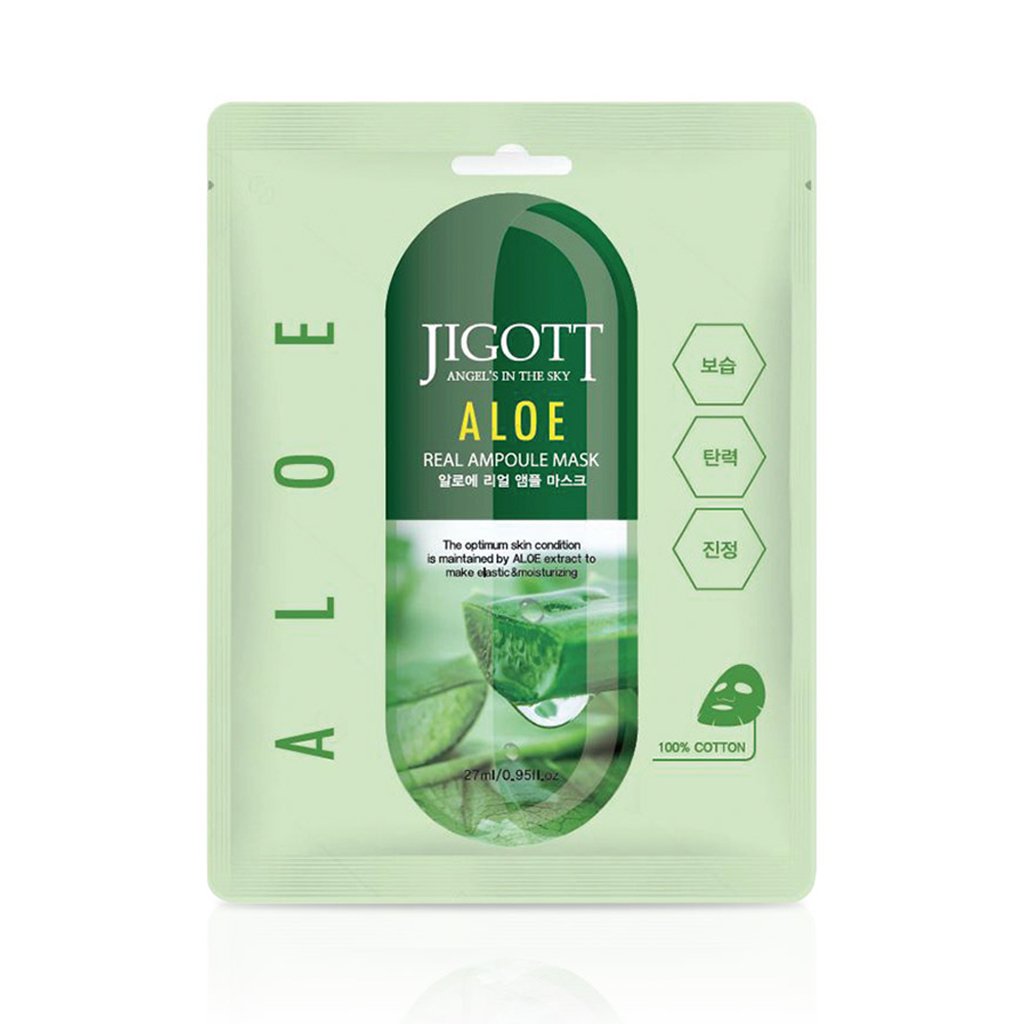 MẶT NẠ DƯỠNG TRẮNG LÔ HỘI-JIGOTT ALOE REAL AMPOULE MASK 27ml