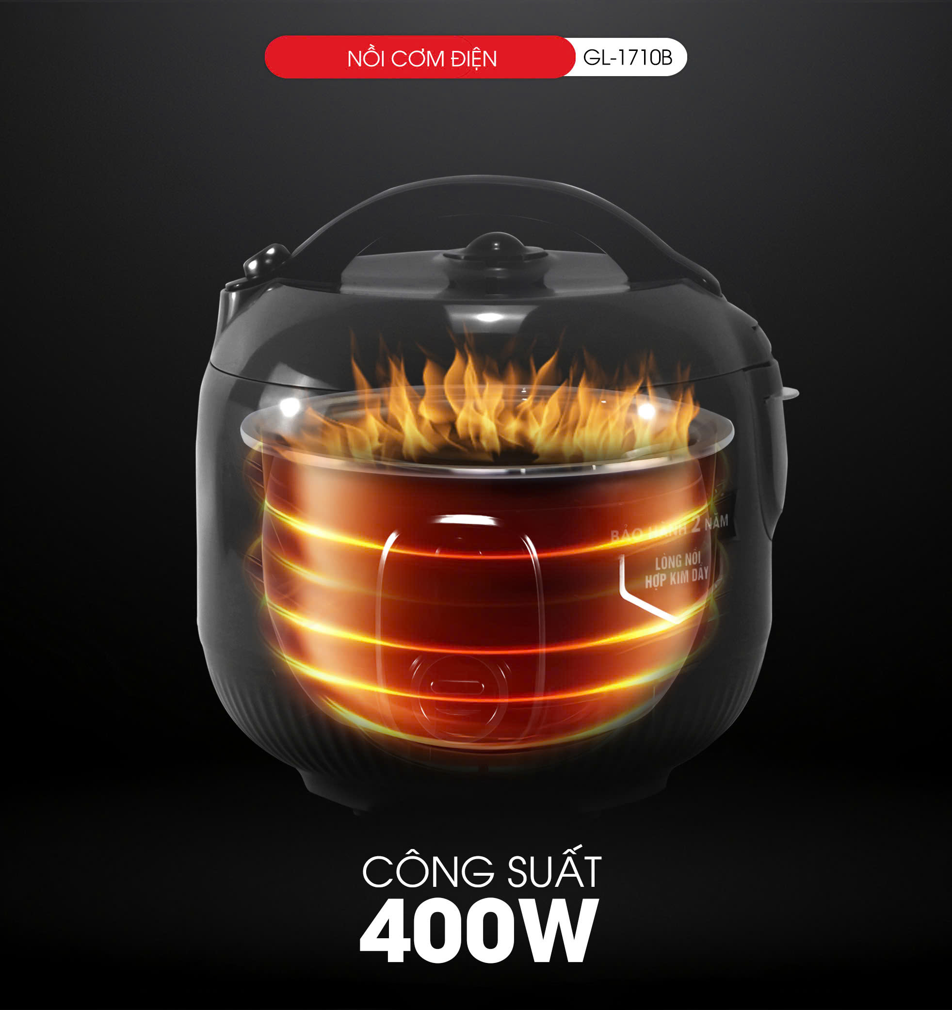 Nồi cơm điện Gali GL-1710B 1 lít. Hàng chính hãng, bảo hành 24 tháng.