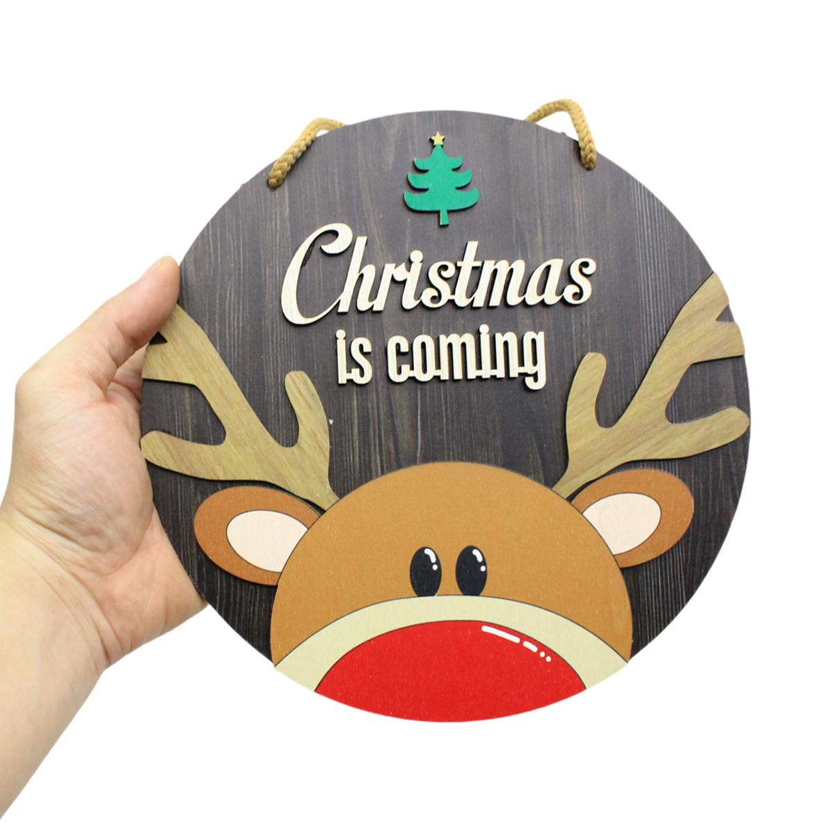 Bảng Gỗ Tròn Treo Tường Trang Trí Giáng Sinh - Bách Mộc - Tuần Lộc