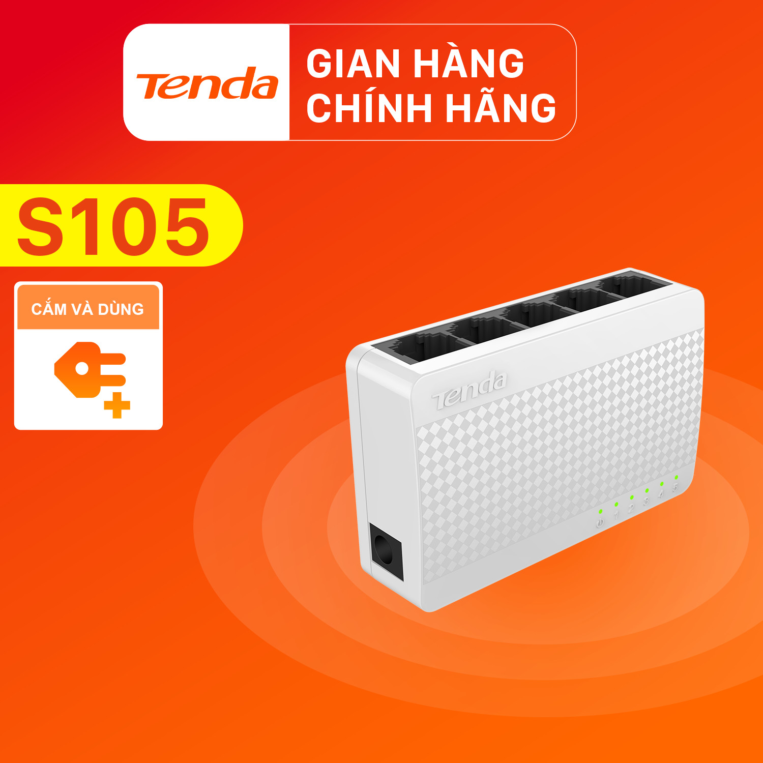 Hình ảnh Bộ chia mạng Switch Tenda S105 5 cổng Ethernet 100Mbps - Hàng Chính Hãng