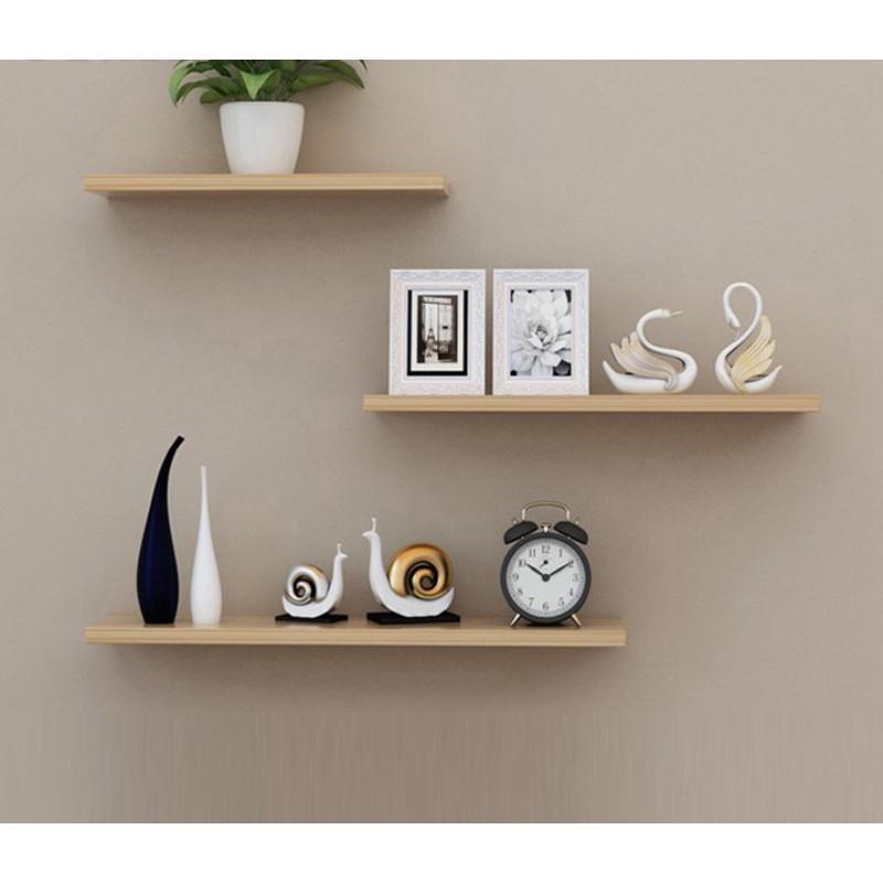 Combo 3 kệ treo tường thanh ngang - Kệ Treo Tường Gỗ Lõi Xanh Chống Ẩm +Tặng phụ kiện lắp đặt