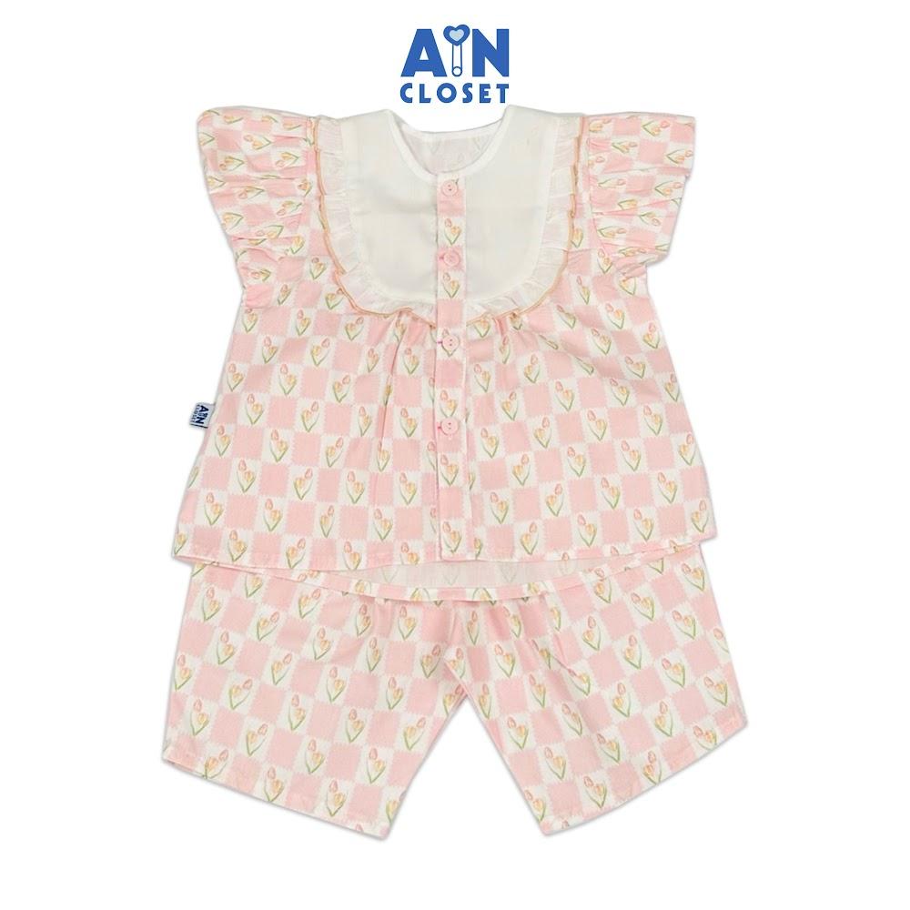 Bộ quần áo Lửng bé gái họa tiết hoa Kim Hương Hồng cotton - AICDBGYZ9MFZ - AIN Closet