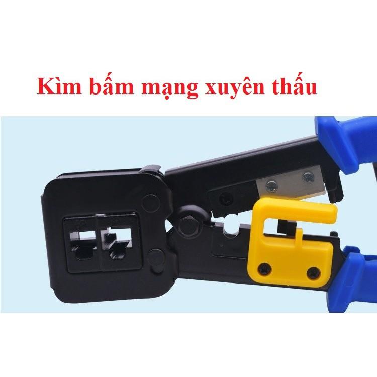 Combo Kìm Bấm Dây Cáp Mạng Xuyên Thấu + 100 Hạt Mạng Xuyên Thấu