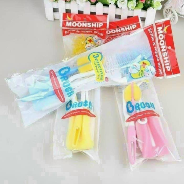 Bộ cọ rửa bình sữa cho bé 4 món Tay cầm xoay 360 độ - Que rửa cốc chén 4 chi tiết