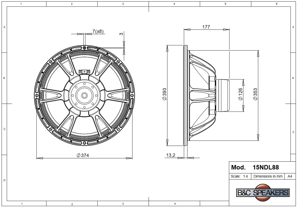 Loa Rời 4 tấc từ Neo B&amp;C SPEAKERS - ITALIA 15NDL88 ( 1 cái) – Hàng Chính Hãng