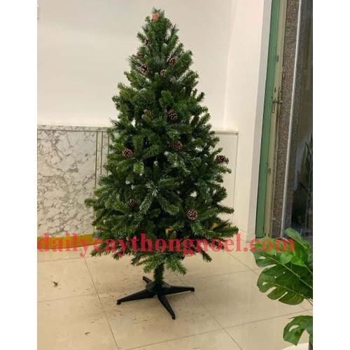 Cây thông noel 3 loại lá gắn trái thông cao 1m2 - Cây loại 3 lá dày đẹp sang trọng