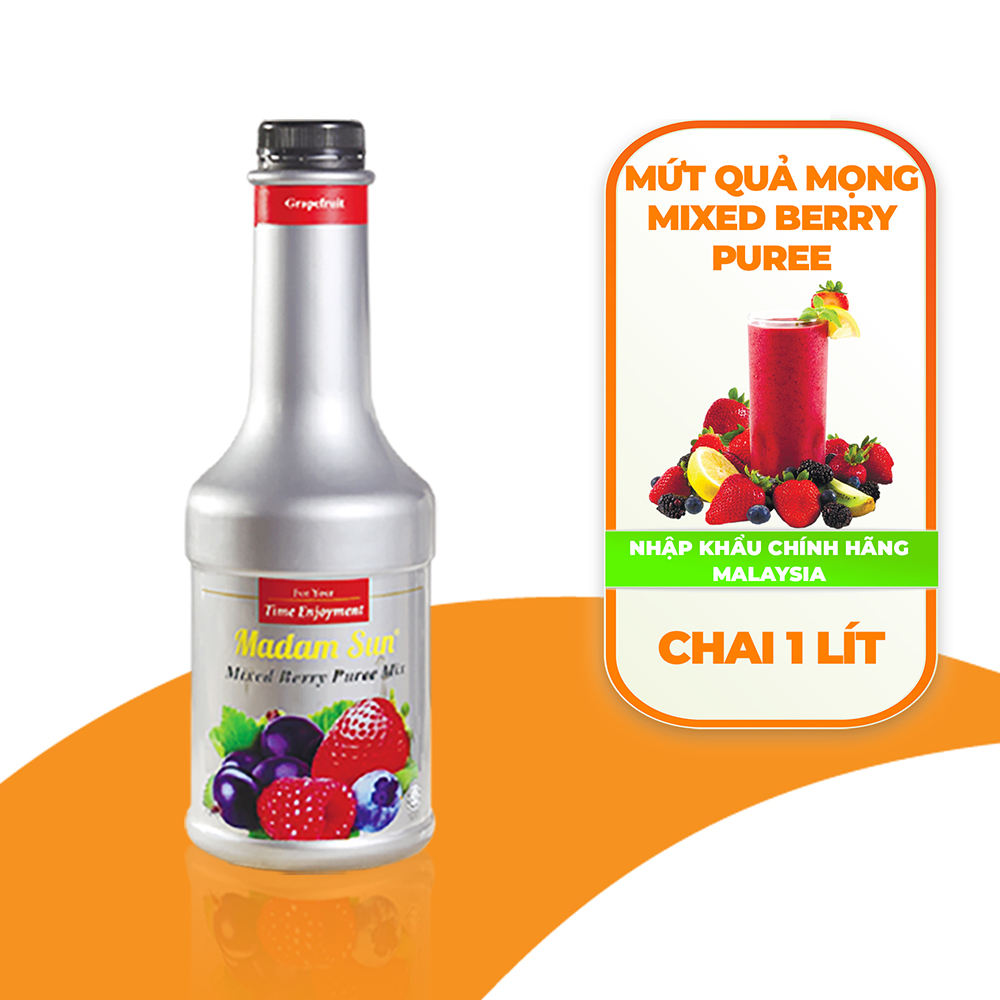 Mứt Madamsun hỗn hợp quả mọng (Mixed Berry Puree Mix) chai 1L - Hàng nhập khẩu Malaysia