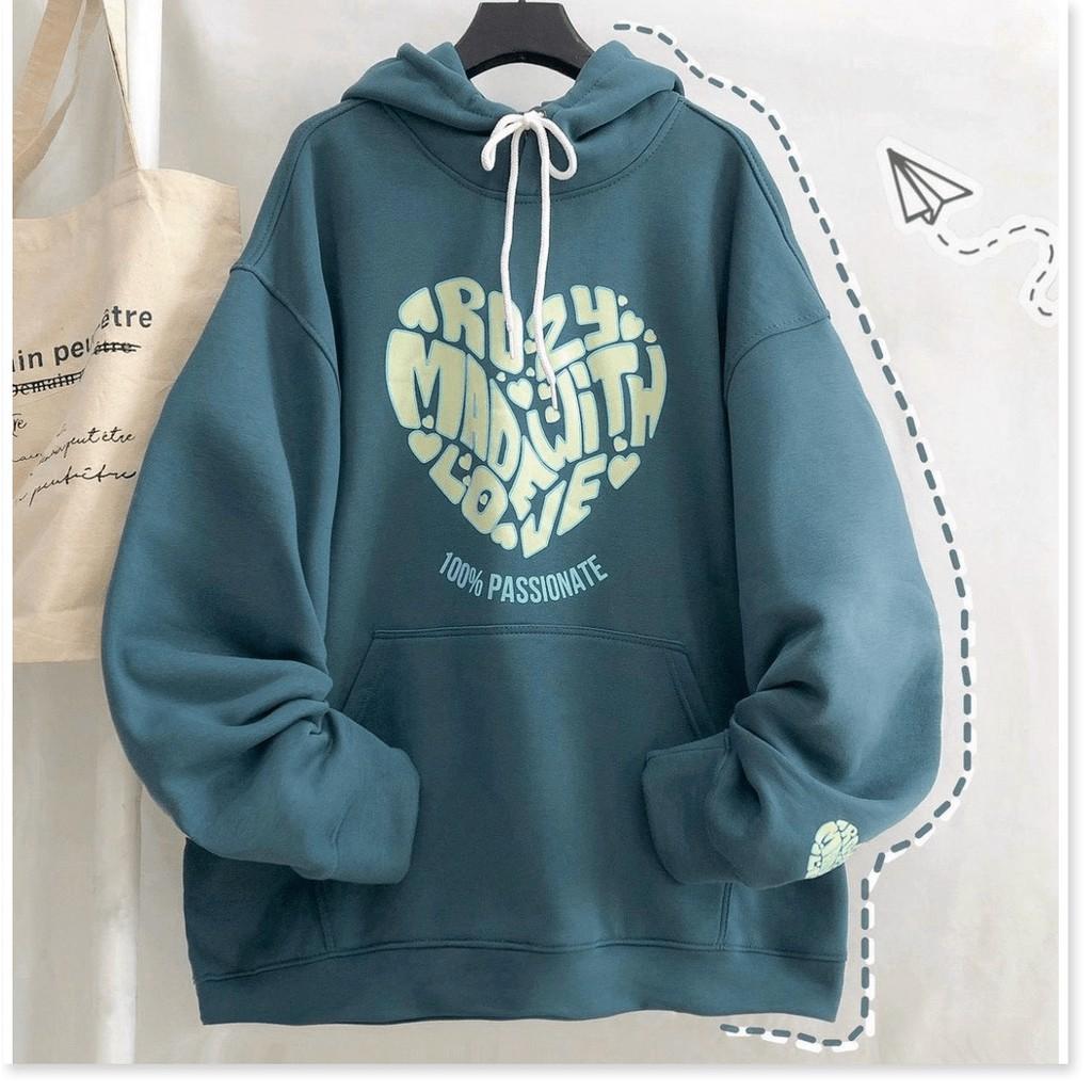 ÁO KHOÁC HOODIE THUN NỈ NGOẠI TRÁI TIM CHỮ DỄ THƯƠNG TP B.BY