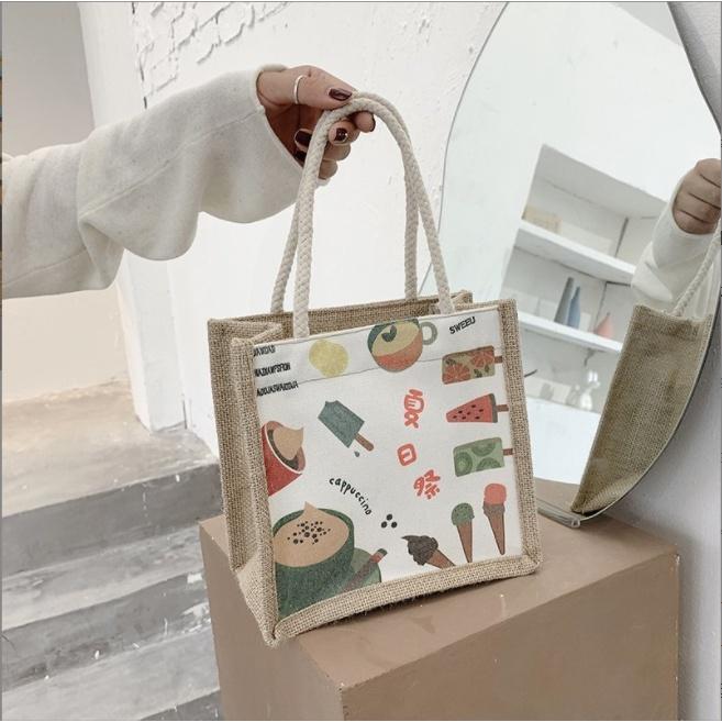 Túi cói mini dễ thương cute cá tính phong cách Vintage thời trang Trương Gia 04 bảo vệ môi trường