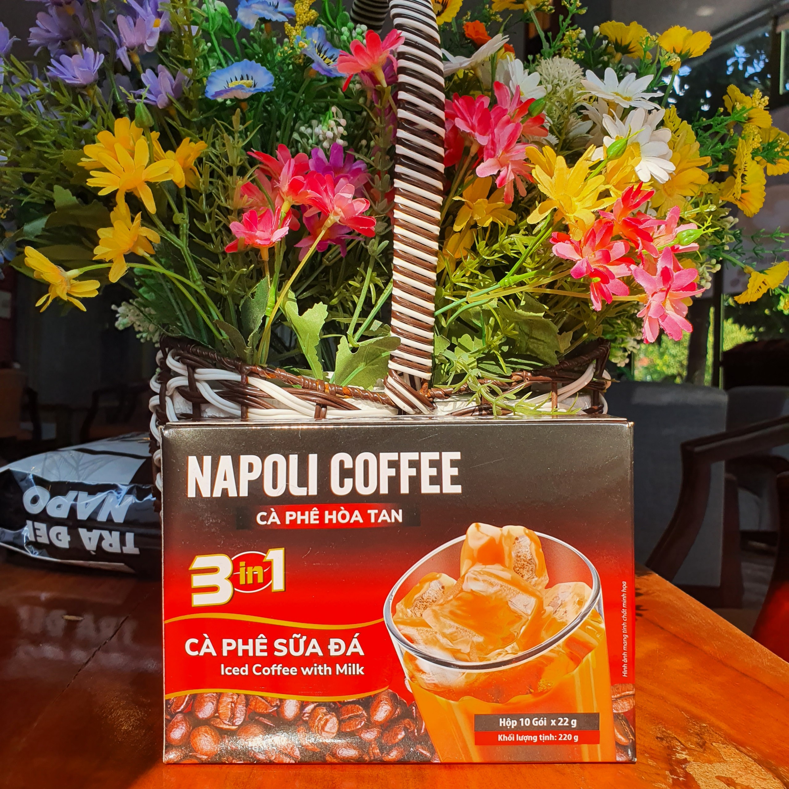 Cà Phê Sữa Đá hòa tan 3in1 Napoli Coffee (10 gói x 22g) - Cafe SẠCH, hạt Robusta/Arabica Nguyên Chất