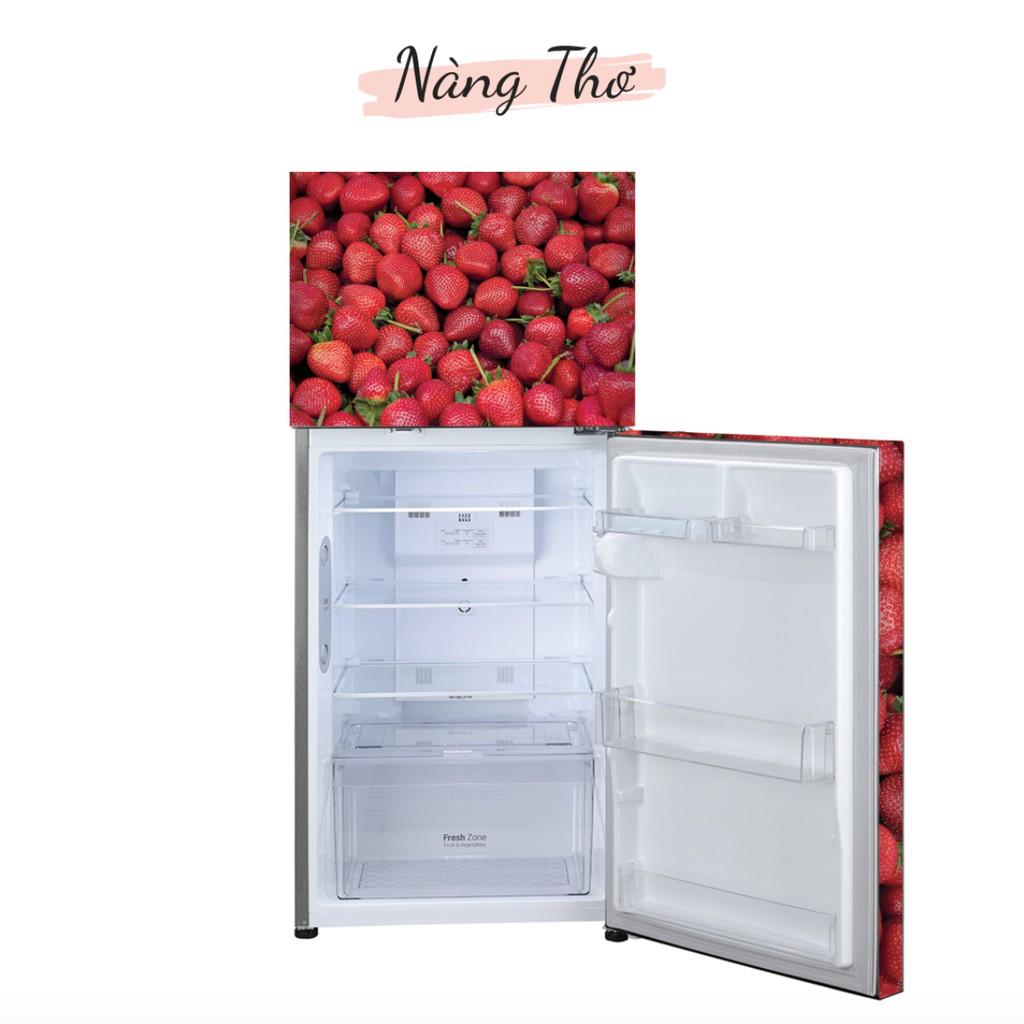 MIẾNG DÁN TỦ LẠNH HÌNH DÂU TÂY NHIỀU KÍCH THƯỚC_DECAL VIP