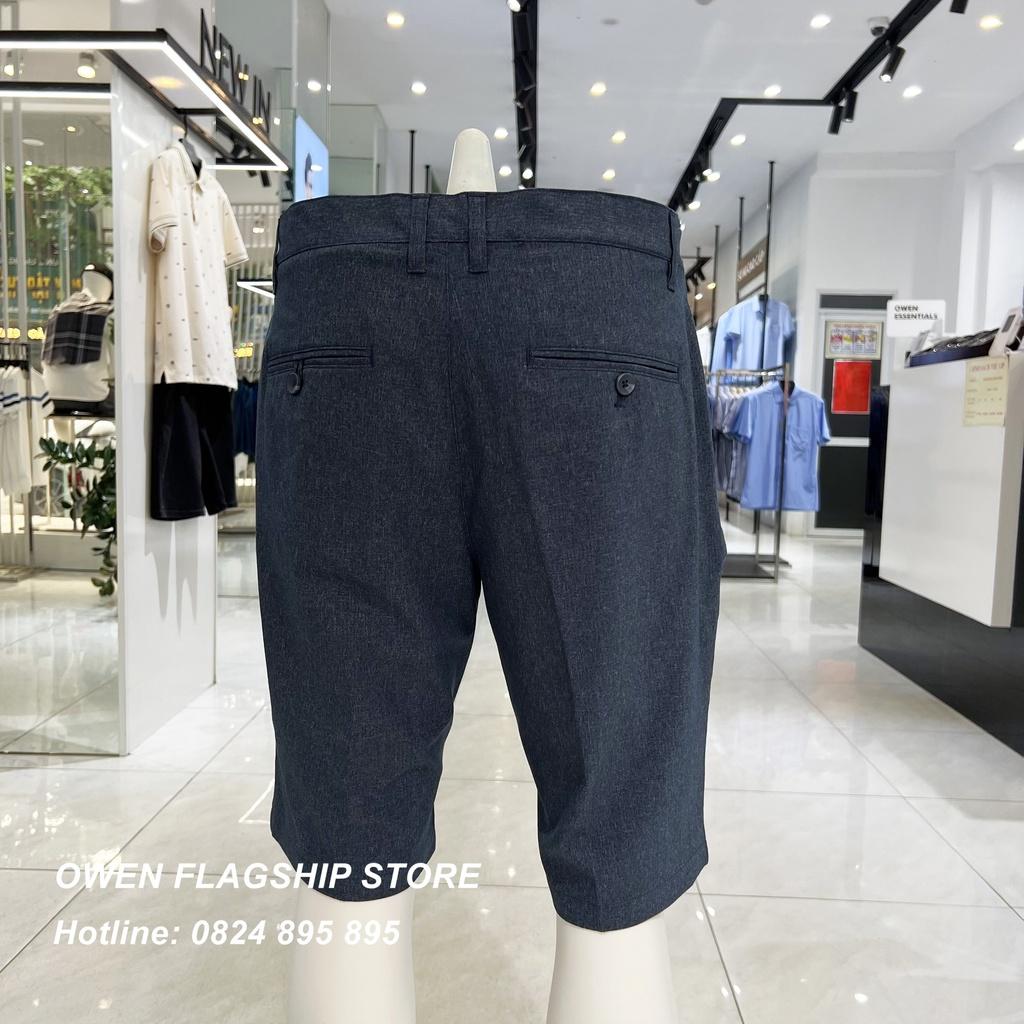 Quần short tây nam owen sợi Nano thoáng mát, lịch sự màu xanh navy SW231425