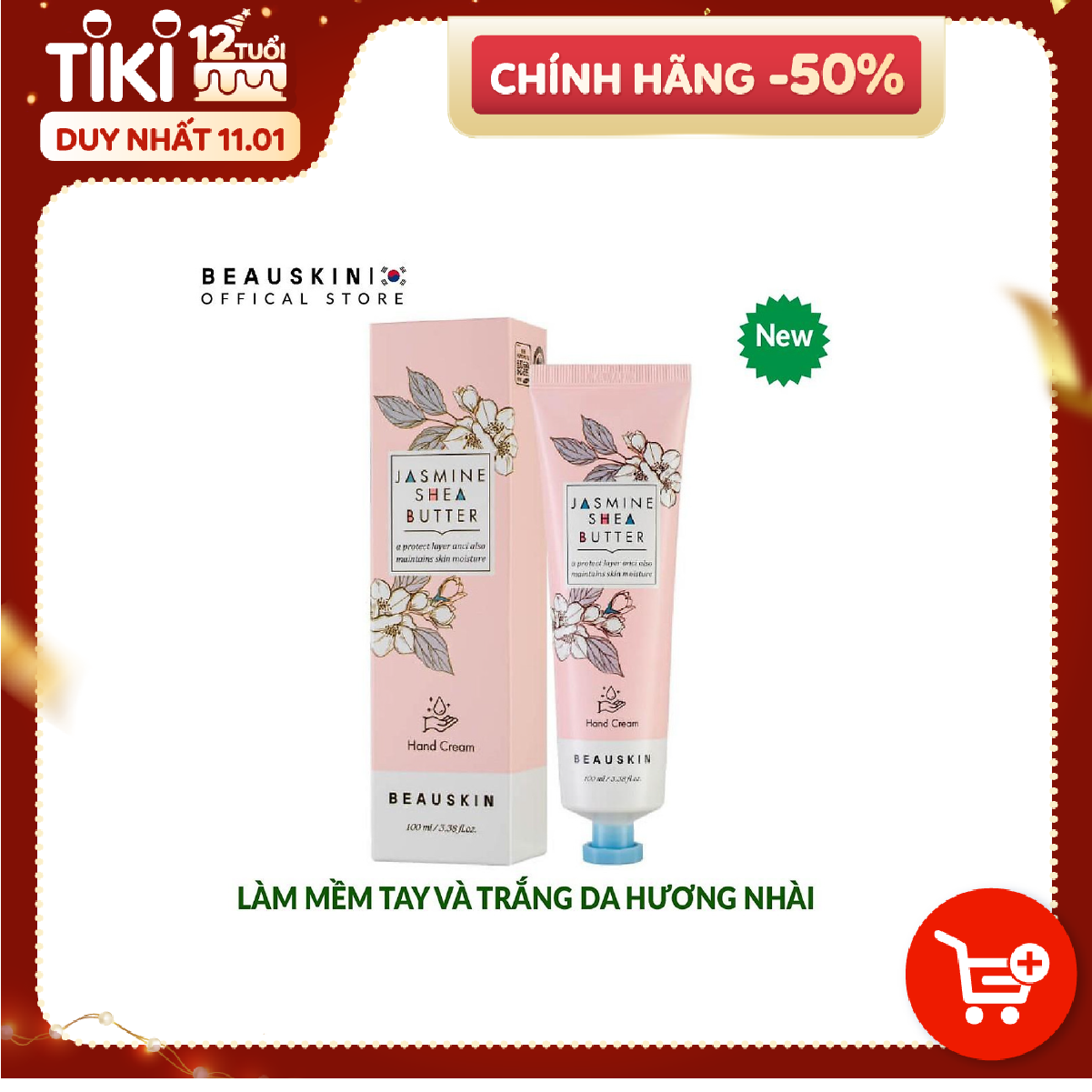 Kem Dưỡng Da Tay BEAUSKIN Jasmine She Butter Hand Cream Hương Nhài Thơm Mát 100ml - BSHC0300110