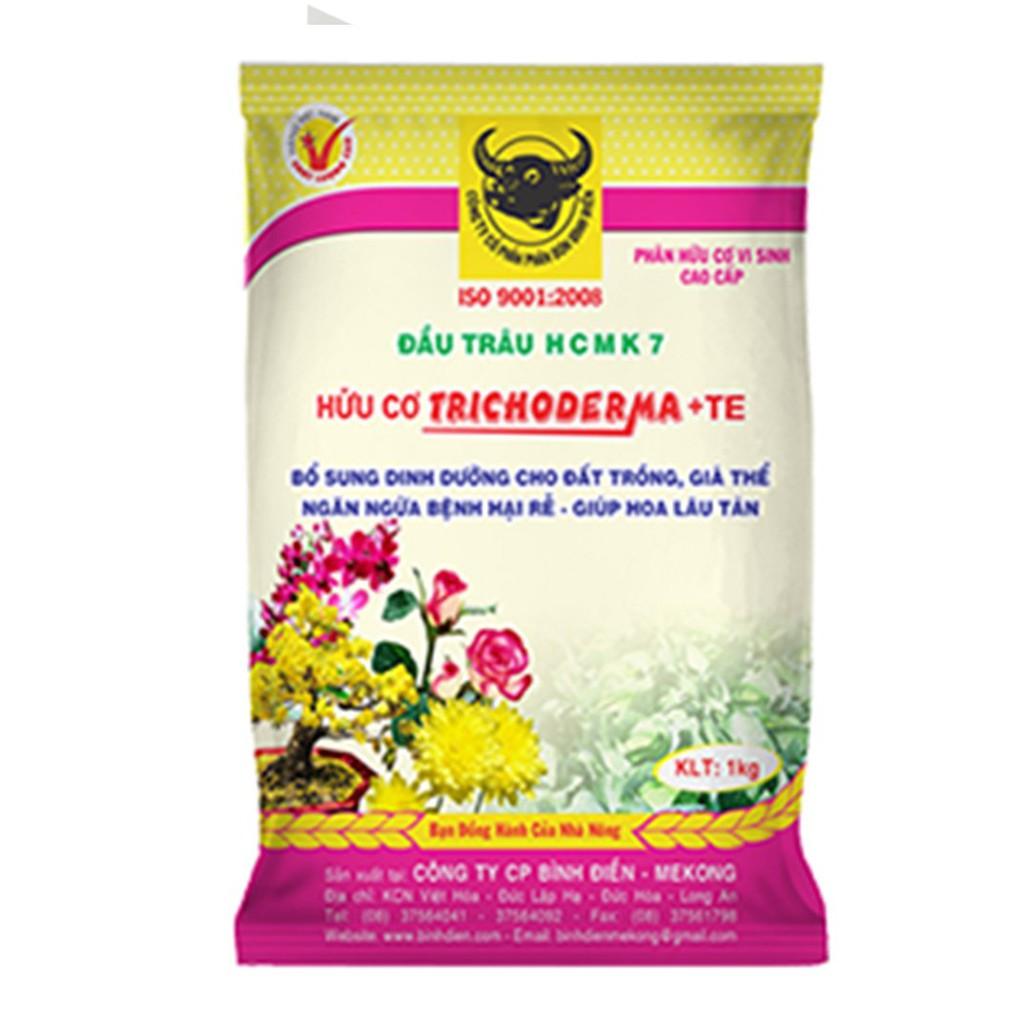 Phân bón Đầu trâu HCMK7 hữu cơ Trichoderma + TE 1kg