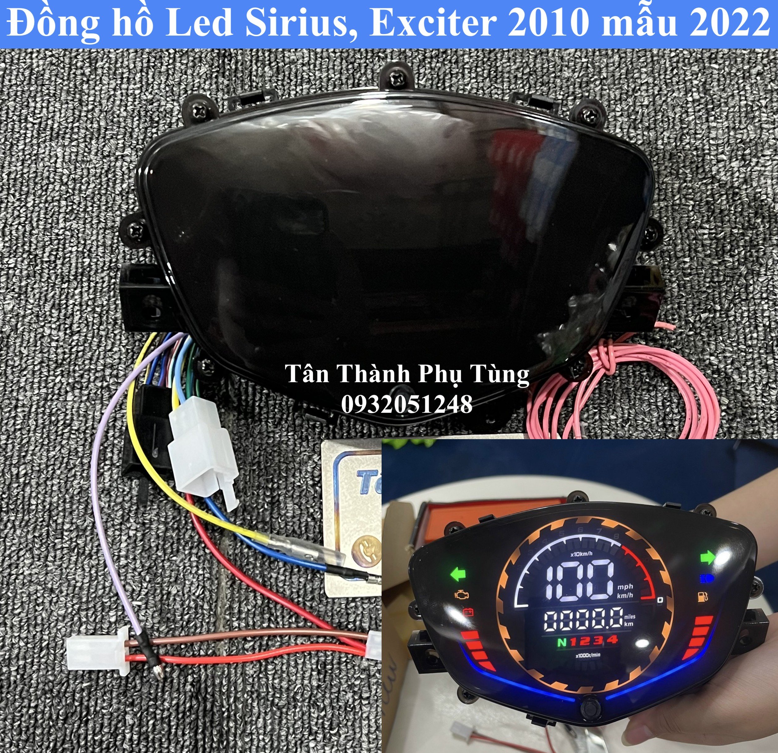 Đồng hồ điện tử Led gắn dành cho Sirius, Exciter 2010 mẫu 2022