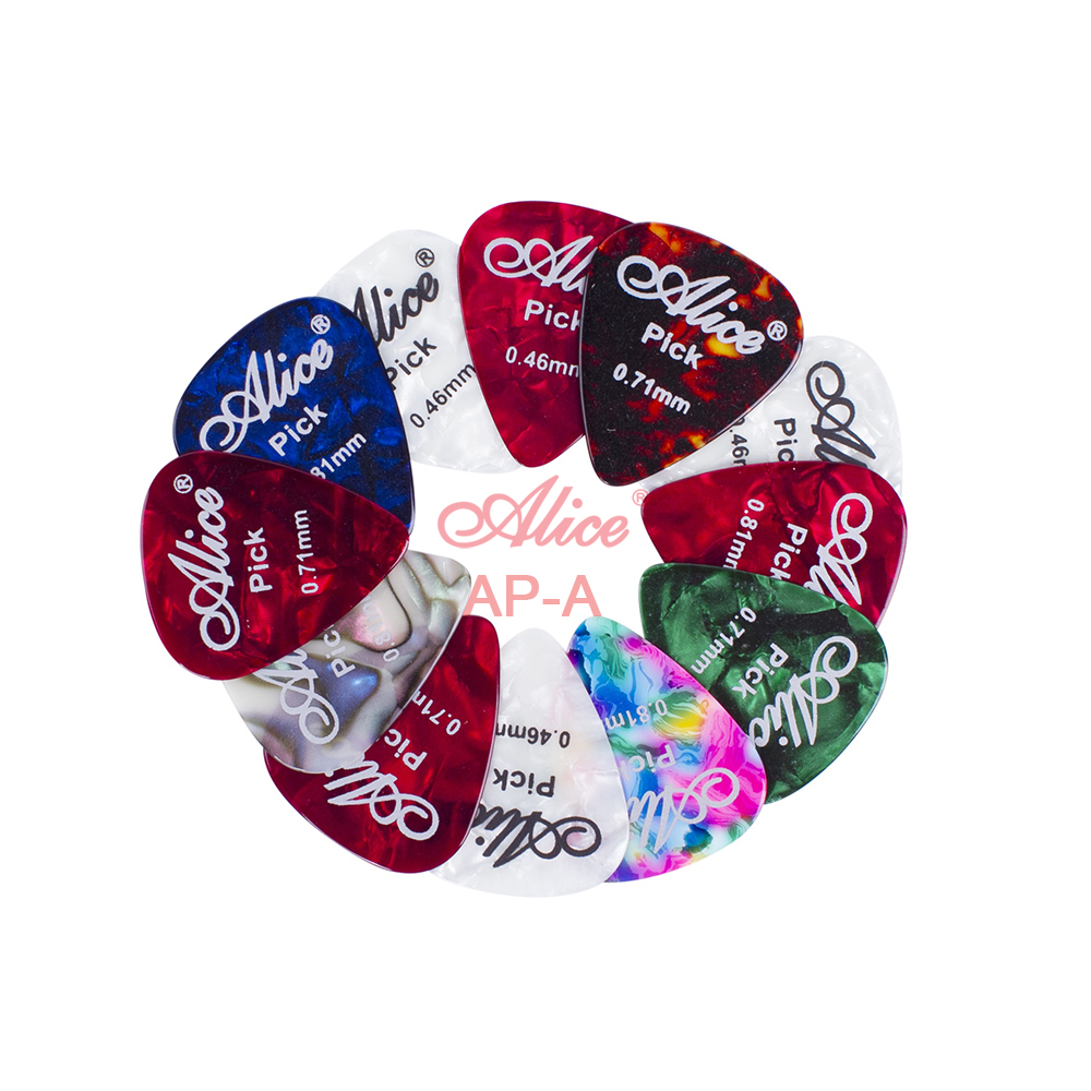 Bộ/ combo 5 miếng gảy đàn guitar Alice AP-A Colorful Celluloid Picks - Độ dày 0.81mm - Màu ngẫu nhiên - Hàng chính hãng