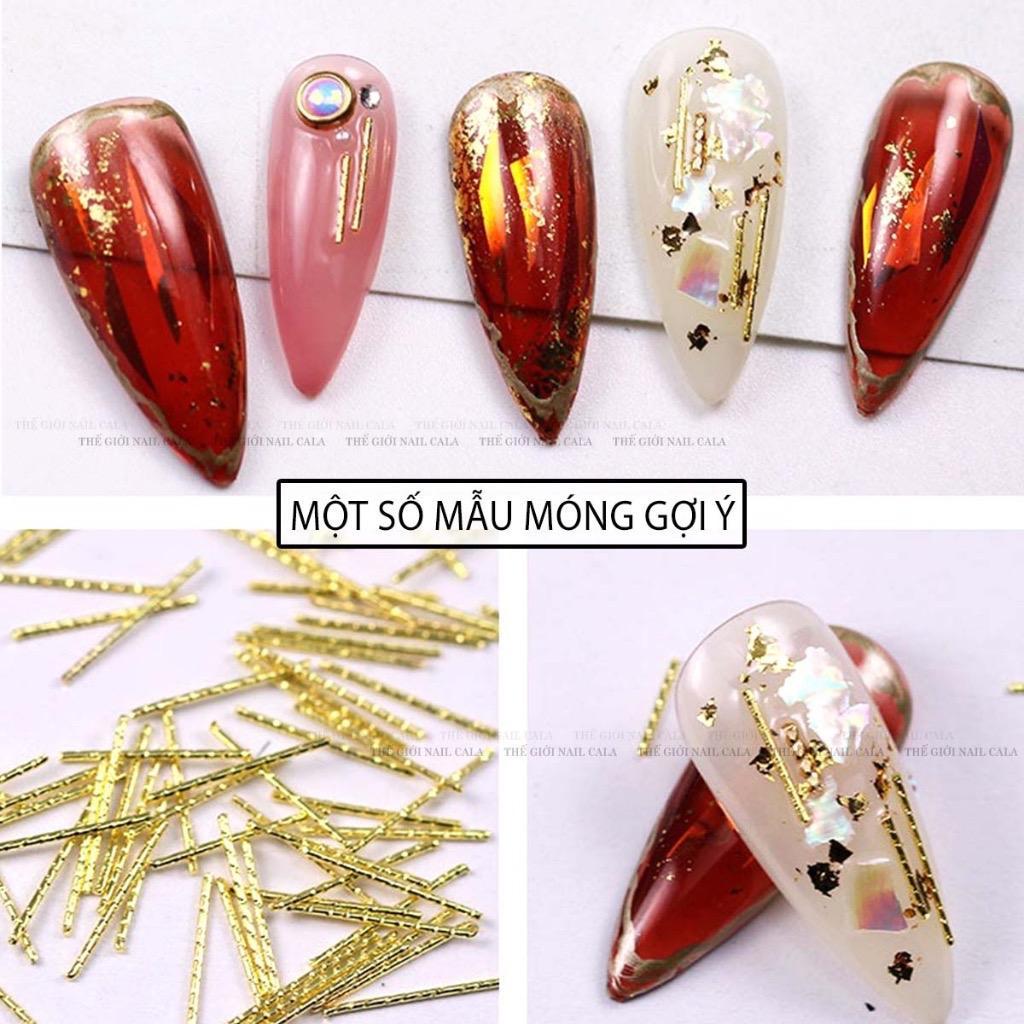 Set Charm Thẳng Cong Kim Loại Làm Nail Khay Nhựa Tròn 6 Ngăn Mix Màu Cao Cấp Trang Trí Móng Vàng, Bạc Và Đồng-nail Phương Miu Nữ Women
