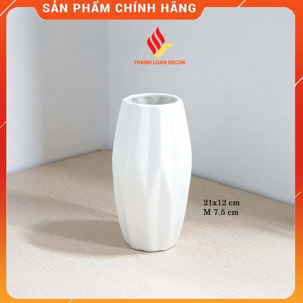 Lọ hoa gốm Bát Tràng - Bình hoa men mát cao 21cm dáng mũi tên trang trí để bàn