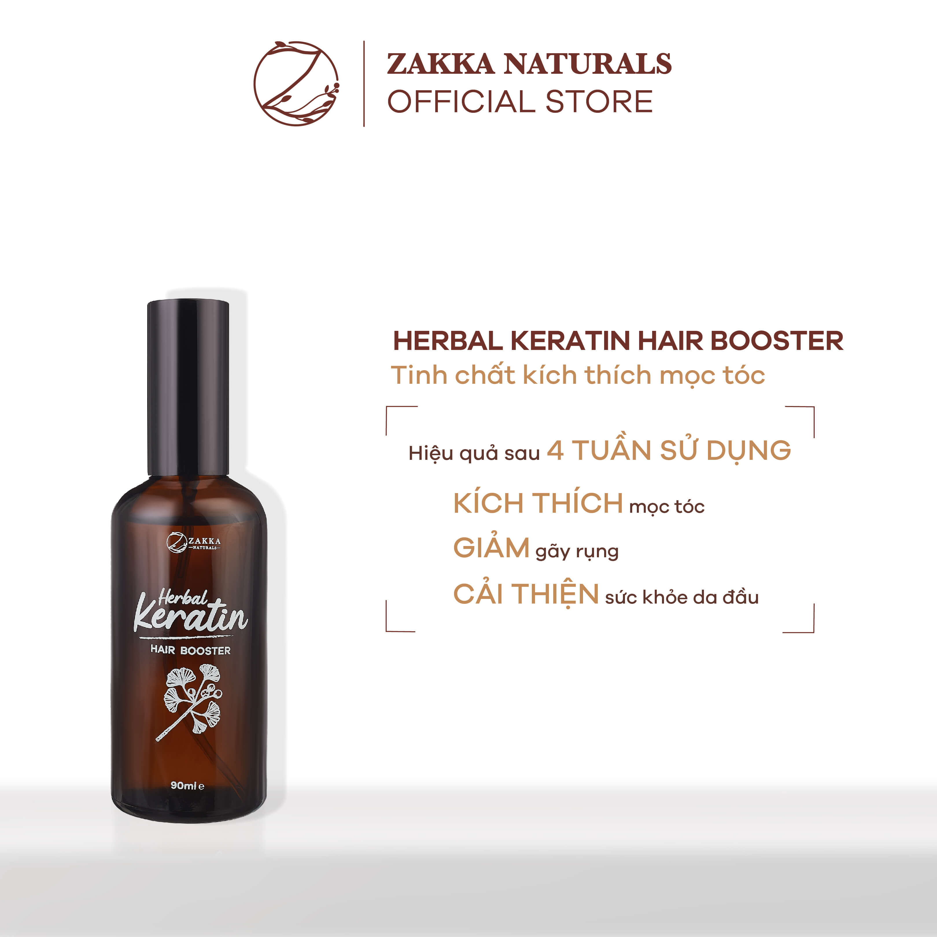 Tinh Chất Dưỡng Tóc Chắc Khoẻ Dạng Xịt Zakka Naturals Herbal Keratin Hair Booster 90ml