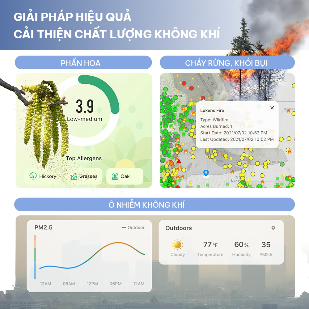 Máy lọc không khí CWELL Air Purifier AP01, lọc bụi mịn 3 cấp độ gió, không ồn, bộ lọc H12 HEPA - Hàng chính hãng