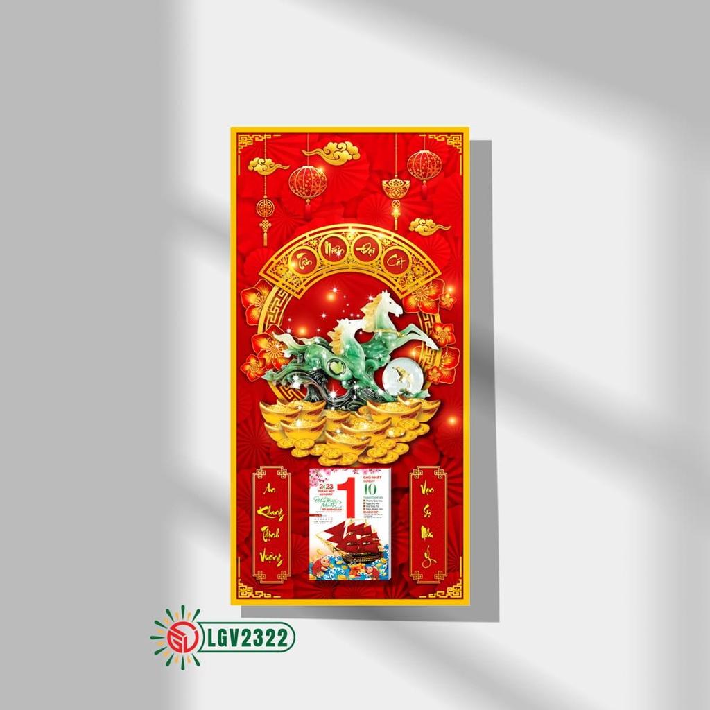 Lịch gỗ treo tường Song Mã Cát Tường IMWI LGV2322