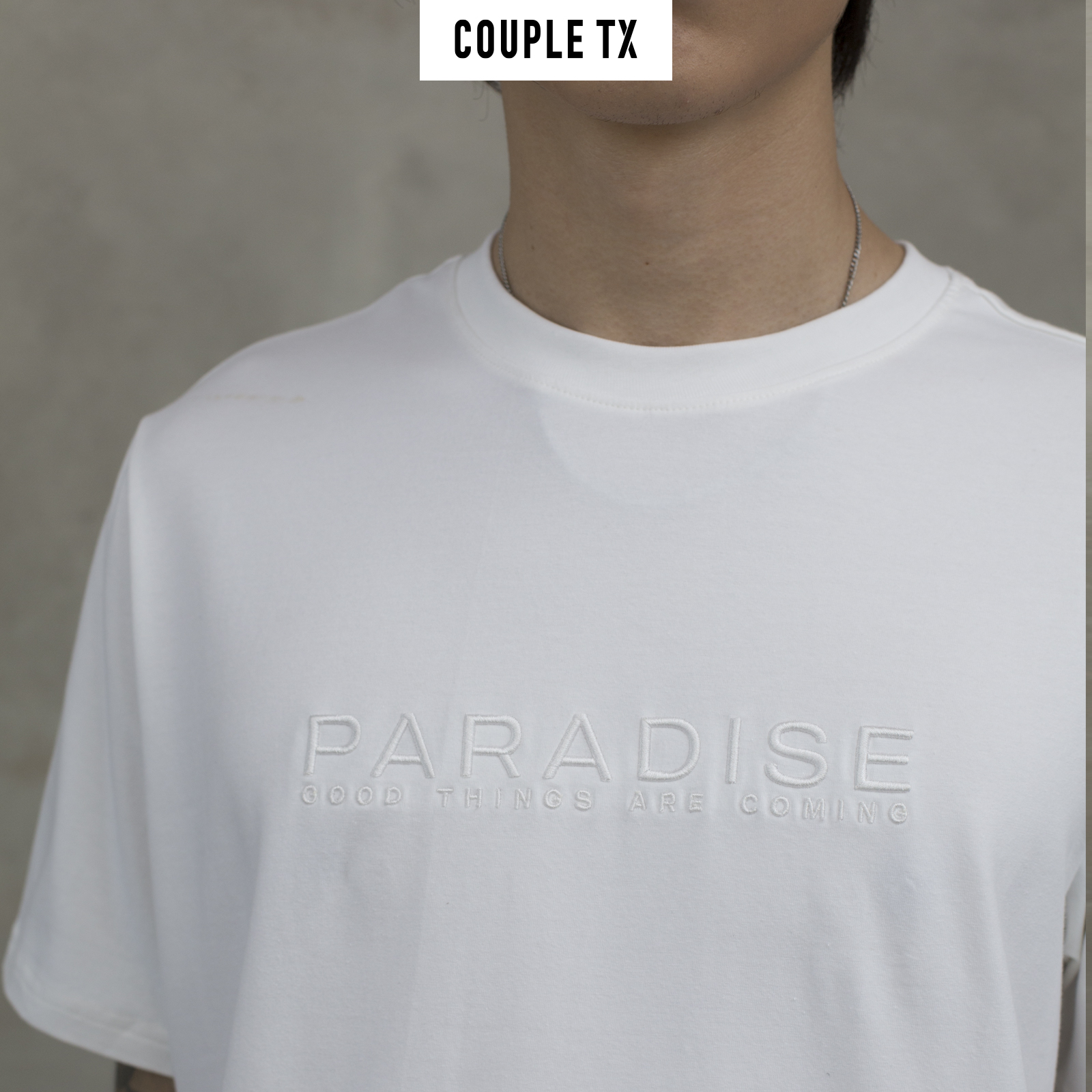 Áo thun Nam Nữ Thêu Typo Paradise Couple TX TS 139