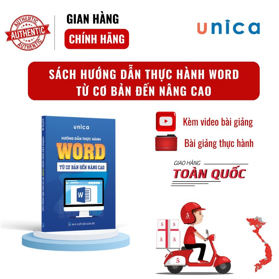 Combo 2 sách Word - Powerpoint Tin học văn phòng Unica, Hướng dẫn thực hành từ cơ bản đến nâng cao, in màu chi tiết, TẶNG video bài giảng