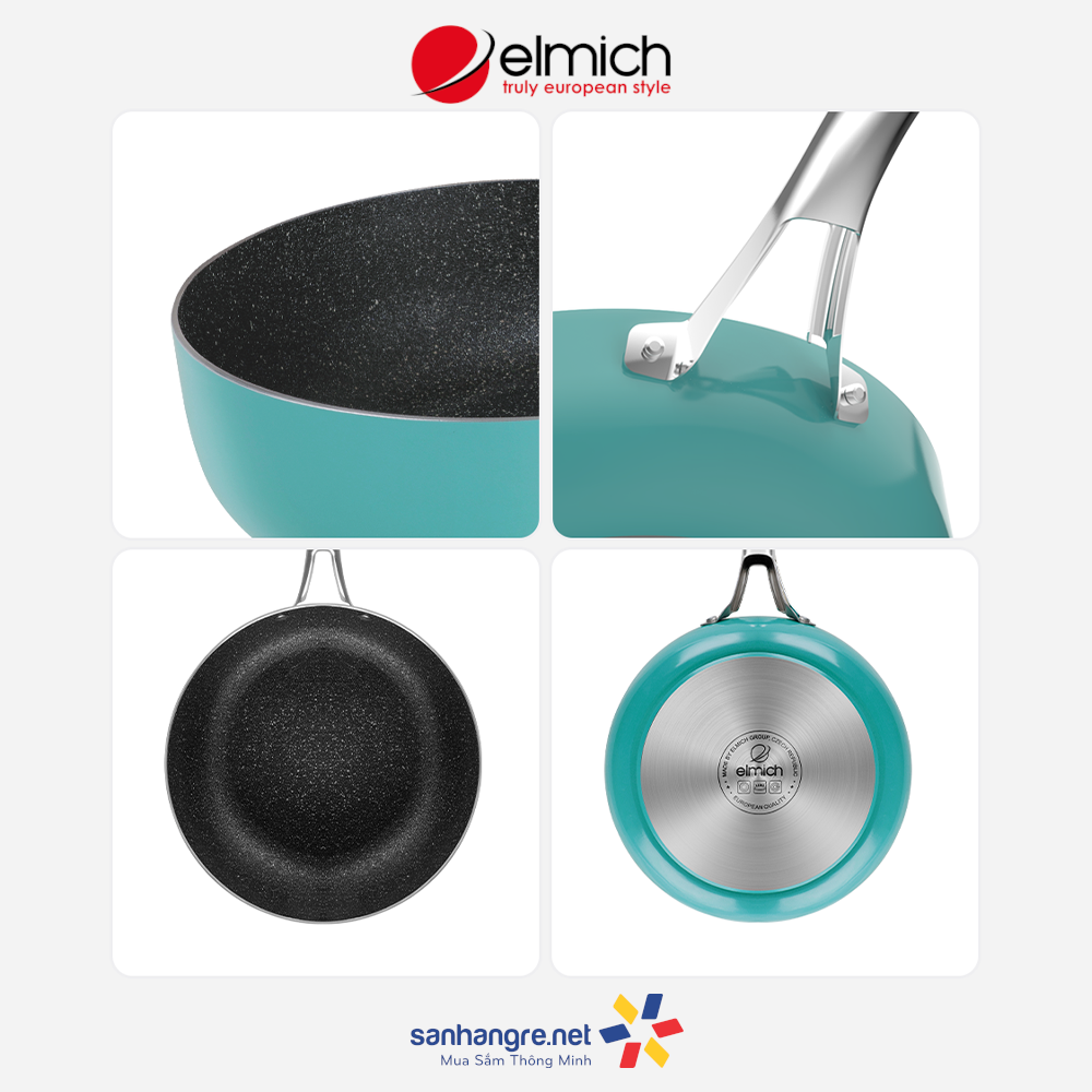 Chảo chống dính Full induction Elmich Hera đáy từ size 20/24/26/28cm - Hàng chính hãng