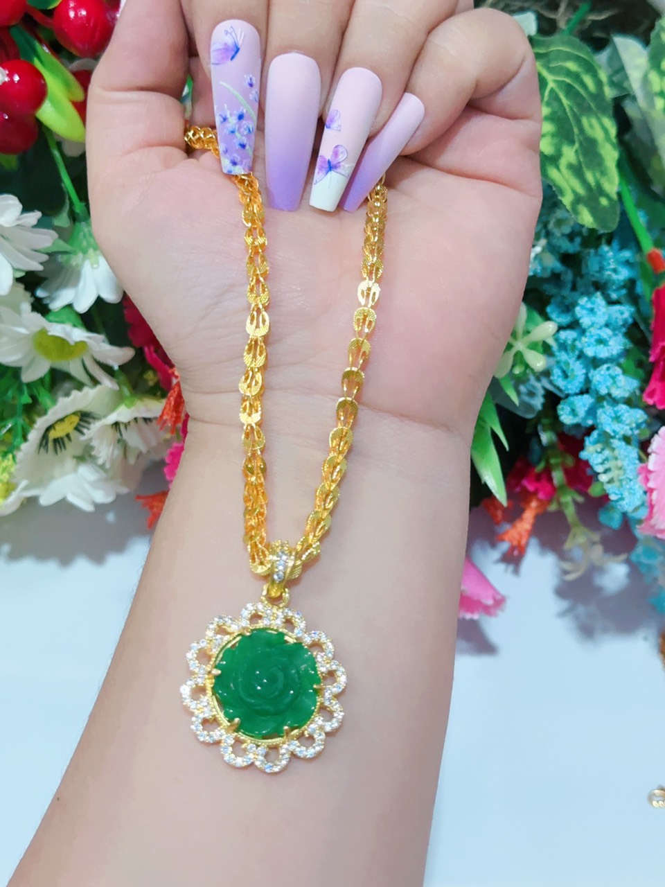 Dây chuyền mặt xoàn mạ 18.k cao cấp E.39