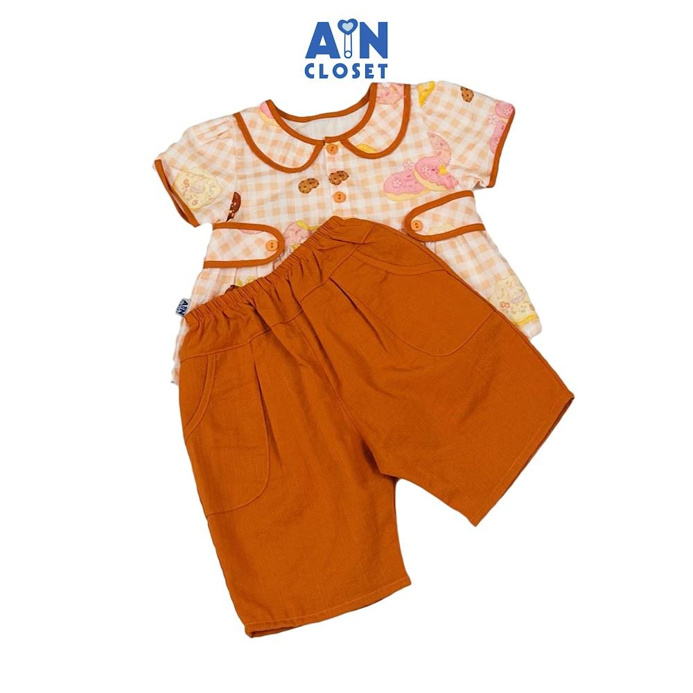 Bộ quần áo Lửng bé gái họa tiết Bánh Vòng Cam cotton - AICDBGI02ET3 - AIN Closet
