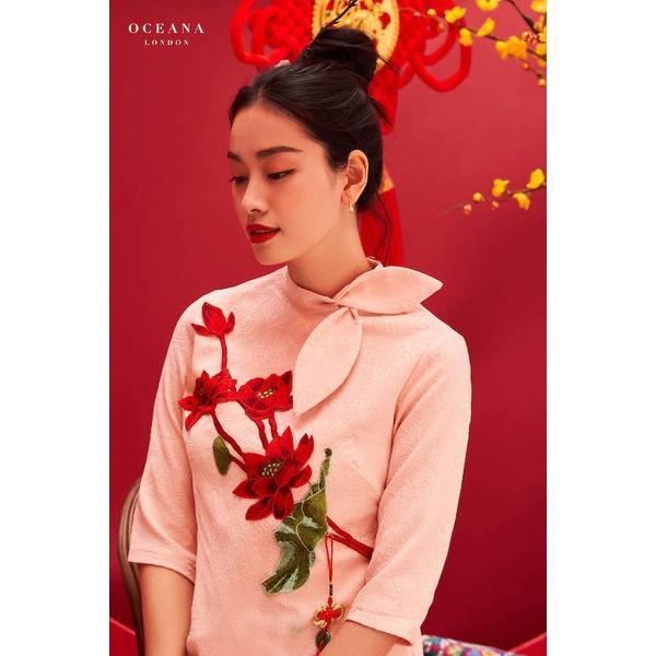 Oceana London - Váy gấm hồng