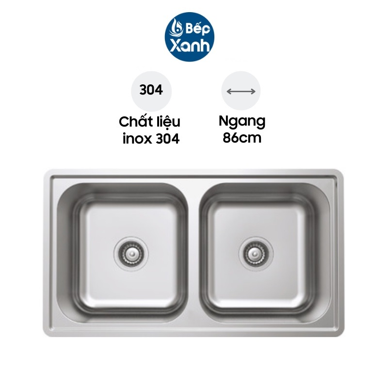 Chậu Rửa Chén Hafele HS20-SSN2R90M 567.20.493 - Inox 304 - Ngang 86 cm - Hàng Chính Hãng